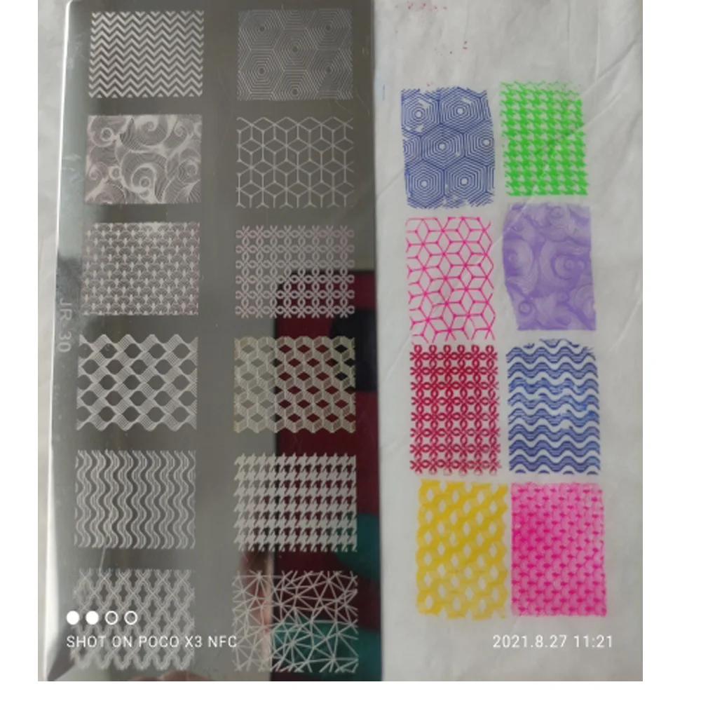 12*6cm Geometric Pattern Nail Stamper Plates 30Design Decorations Stamp Stamping Template Manicure Template Geometry Theme (t01)