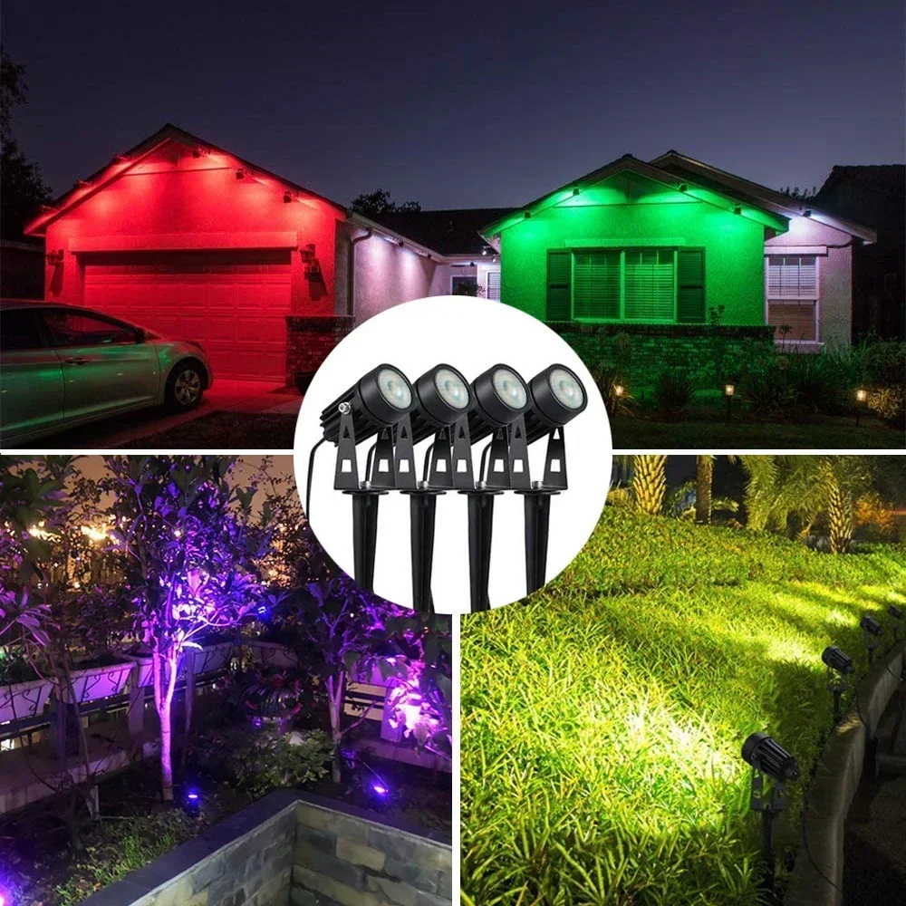 Imagem -06 - Luzes Conduzidas do Jardim Lâmpada do Gramado Projector Impermeável ao ar Livre Escurecimento do Rgb Brilho Elevado Luz da Paisagem Lâmpada à Terra em em em em 10 em 1