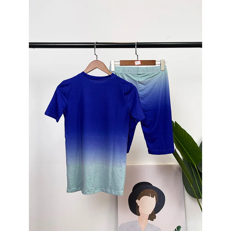 Tie dye Women Two Piece Set Sportswear T-Shirts and Shorts Ladies Casual Short Sleeve T-Shirt Casual Tracksuit