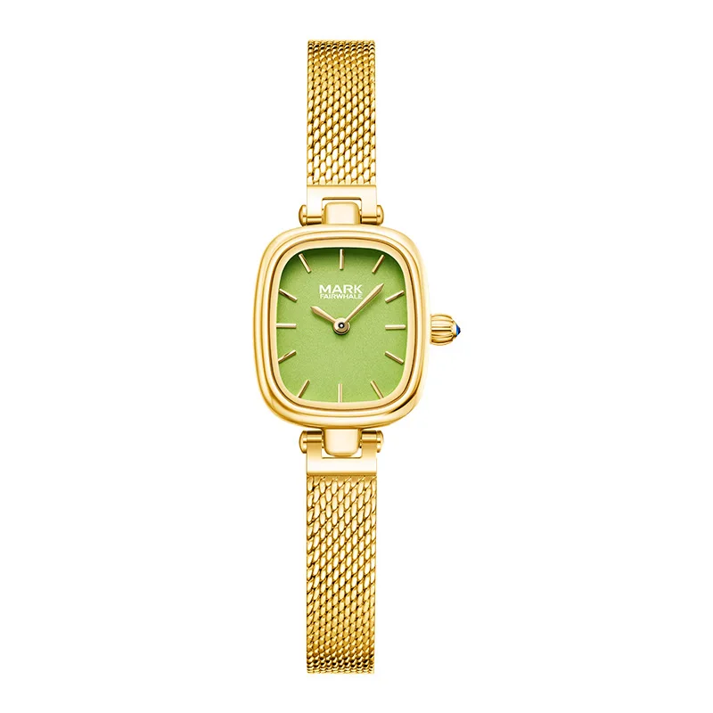 Ultra Thin Compact Square Quartz Watch for Women with Delicate Steel Strap and Waterproof Clasp