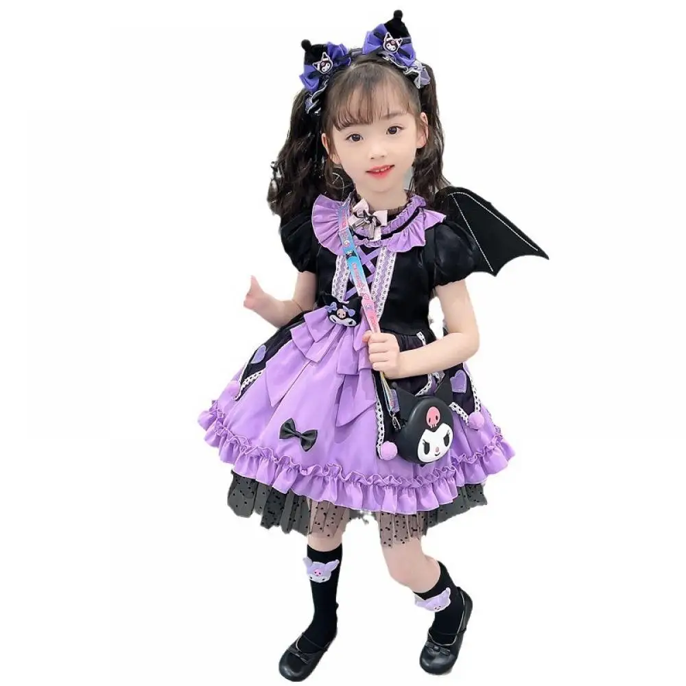 Anime Kawaii Kuromi Lolita Cosplay vestido de princesa Sanrios niños vestidos de dibujos animados de alta calidad falda acampanada lindo vestido de fiesta para niñas