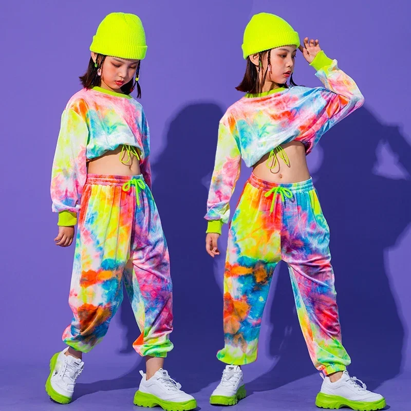 Roupas de Dança Feminina, Roupas Hip Hop, Moletom Multicolor, Calças Causais, Roupas De Palco, Traje De Dança Jazz, Novo, 2022