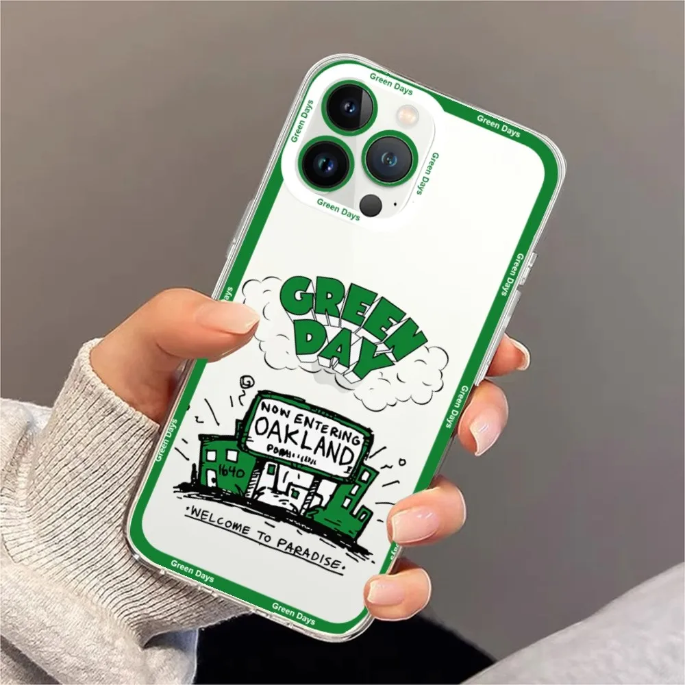 ROCK Green-Days Phone Case For iPhone 11 12 Mini 13 14 15 Pro Max Transparent Shell