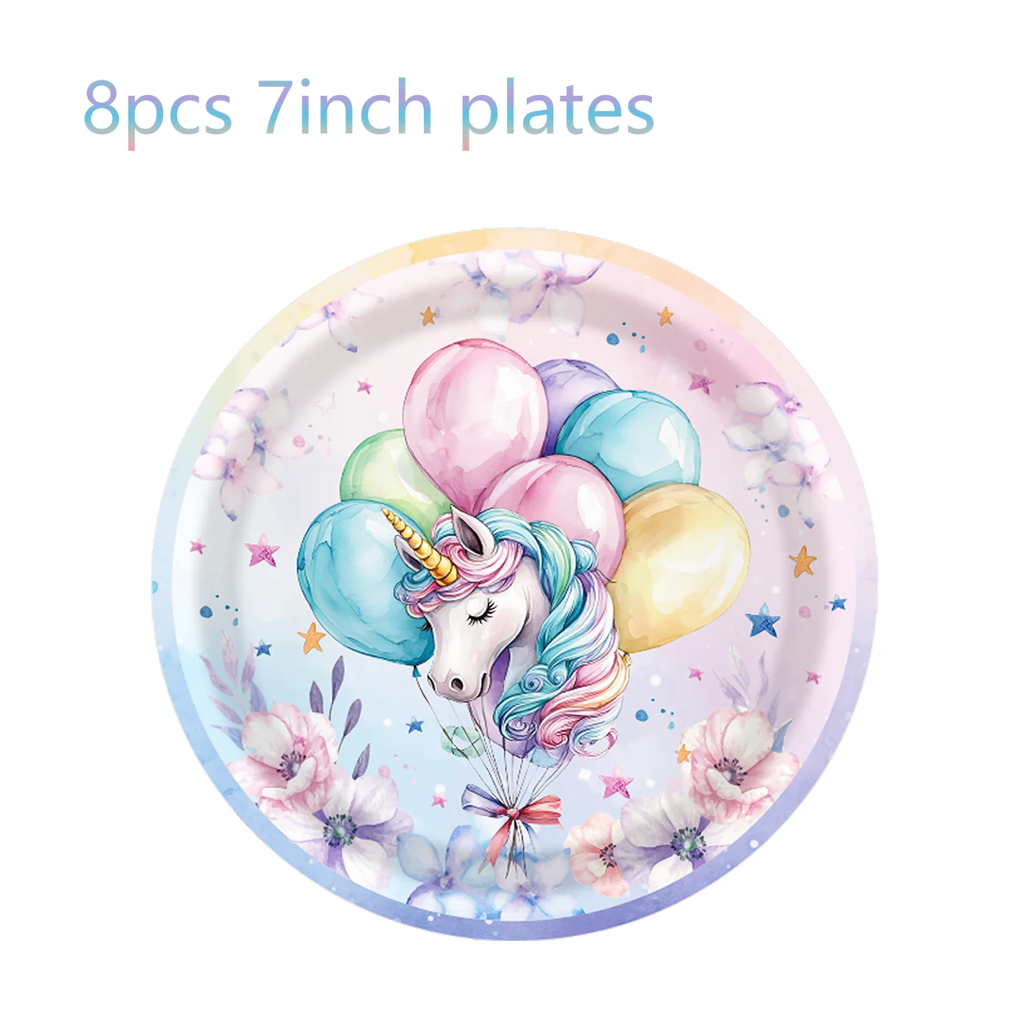 Einhorn Einweggeschirr Teller Servietten Tischdecke Cupcake-Ständer für Geburtstagsdekoration Partyzubehör – Detail 4