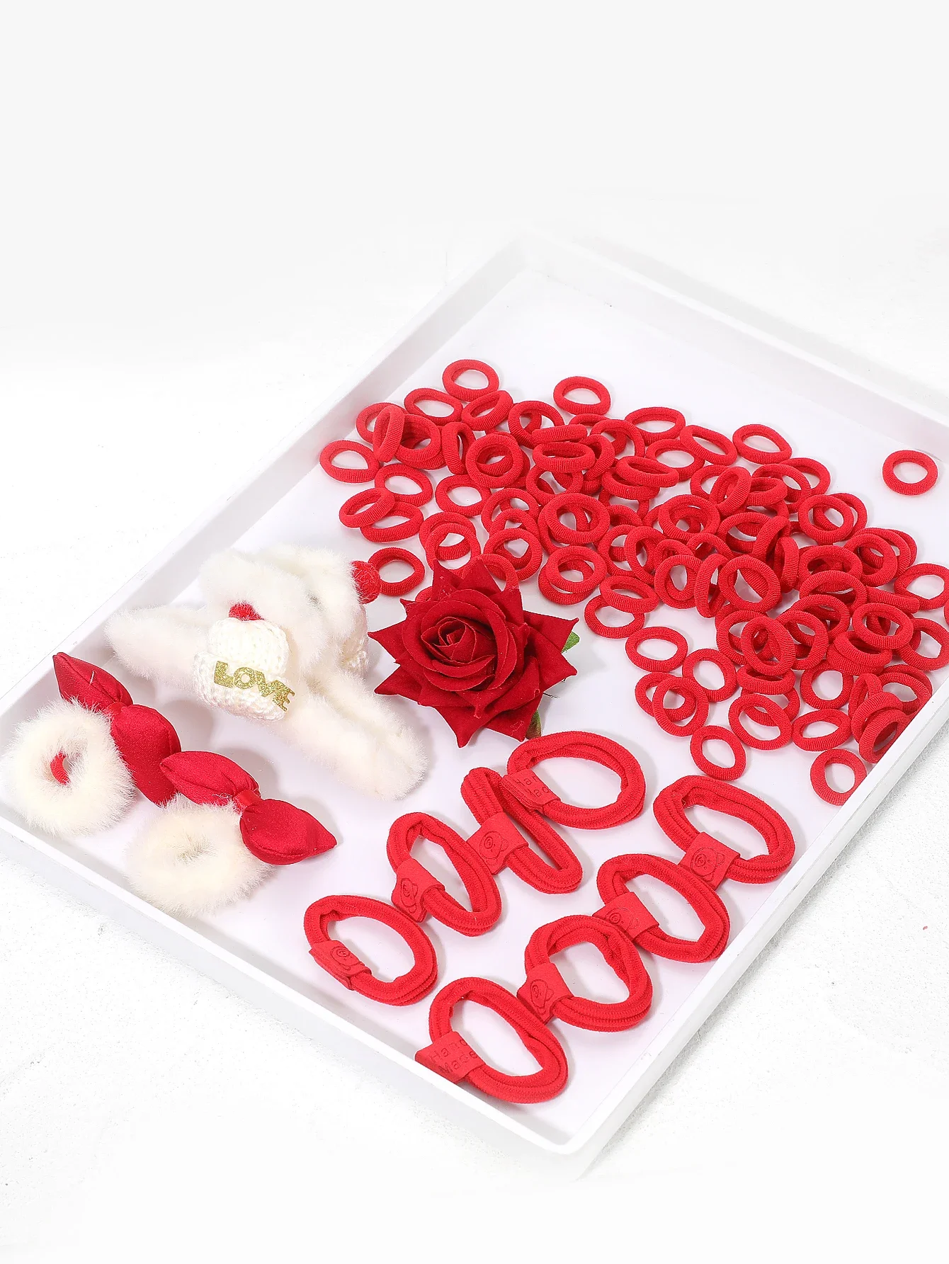 Satu Set Cincin Rambut Jempol, Cincin Rambut Busur, Jepit Rambut Natal, Cocok untuk Gadis Kecil