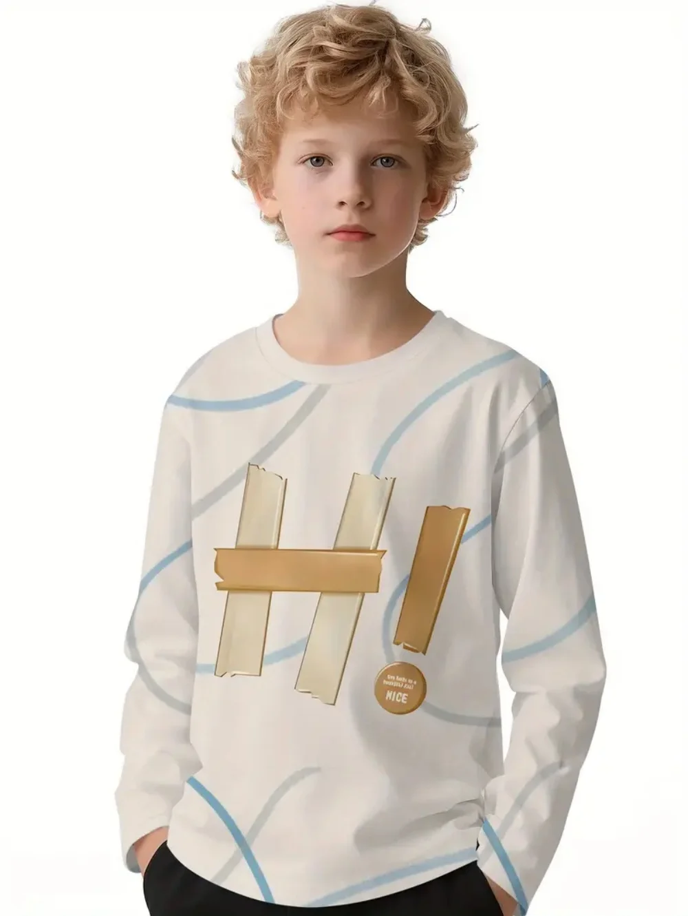 

Simple Boy's T-Shirt Classic 3D Print Casual Autumn Kids Long Sleeves Pullover Lightweight Kid Tops Outdoor Children's Clothing