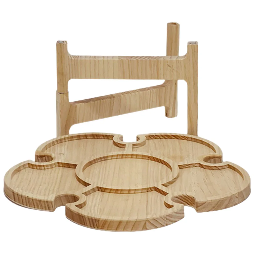 

Portable Wooden Outdoor Picnic Table Small Foldable Mini Storage Rack Bottle Holder Lightweight Garden Furniture Beach