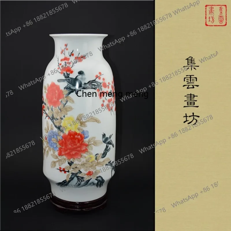 A74Vase spring full garden straight mouth vase Jingdezhen ceramic small vase new colored porcelain