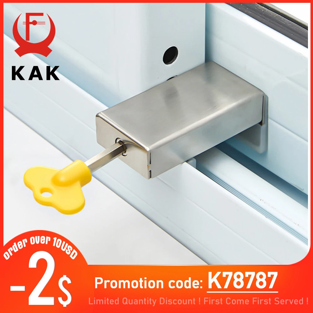 KAK Adjustable Window Lock Stopper Safety Locks for Kids and Pets Anti-theft Door Lock Non Punch Sliding Window Lock Hardware