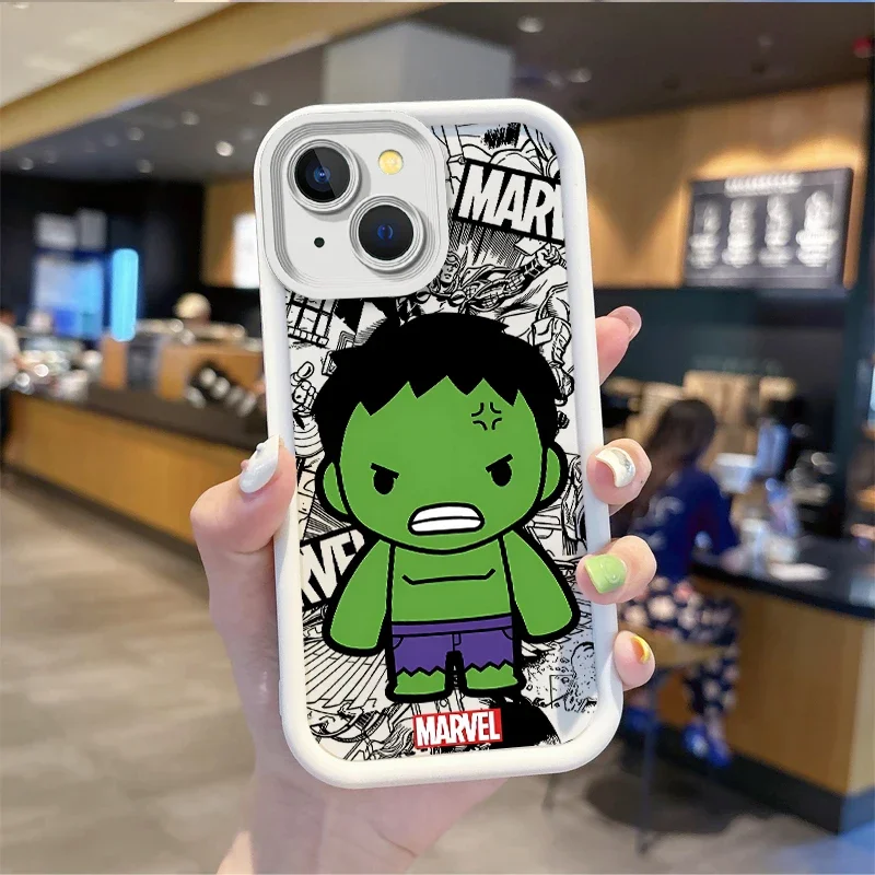 Funda de teléfono de dibujos animados de Marvel, carcasa protectora a prueba de polvo, Venom, Hulk, Deadpool, para iPhone 15, 14, ProMax, XR, XS,