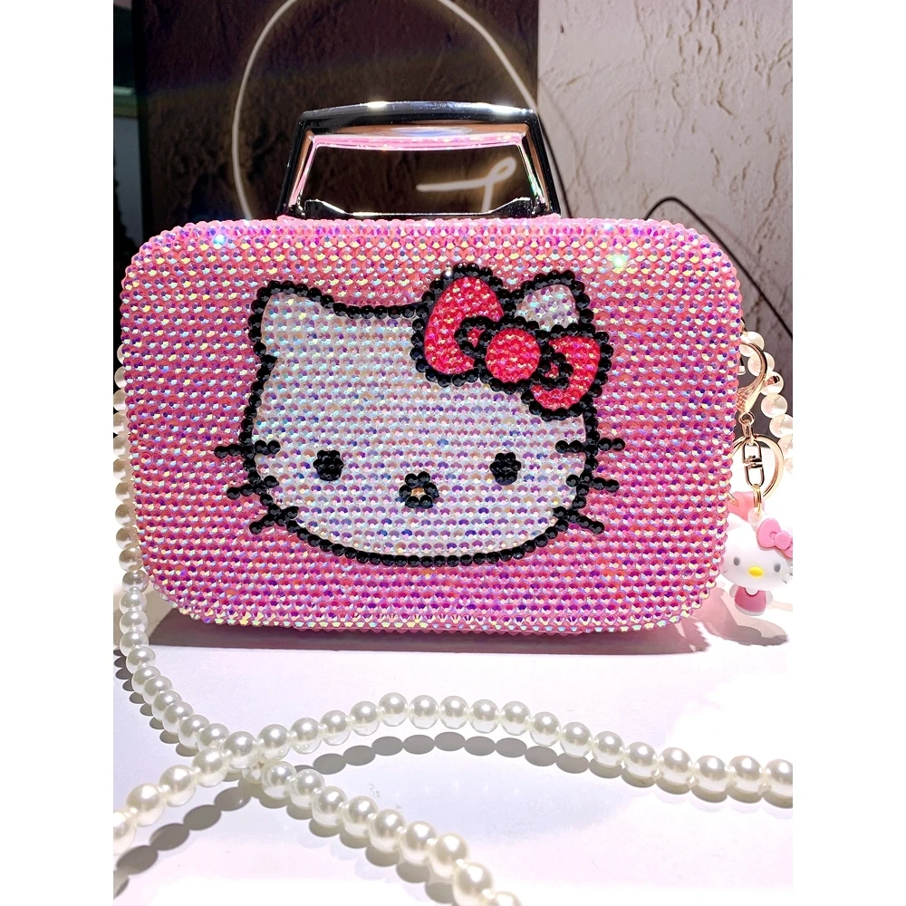 Hello Kitty Jewelry Box Kawaii Creative Cute Sanrio Jewelry Box Stick Diamond Jewelry Necklace Storage Box Girl Birthday Gifts