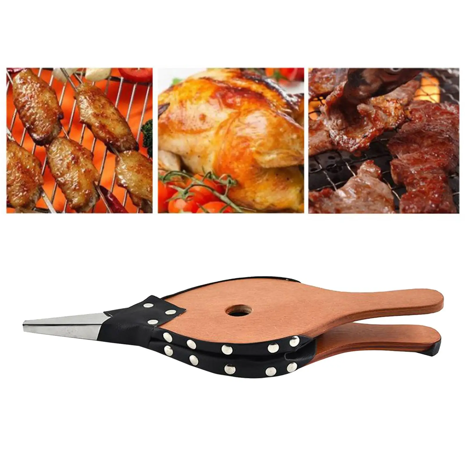 Outdoor Barbecue Tool Lederen Tijger Open Haard Blower Handleiding Houten Chulisia Handheld Balg voor BBQ Grill Open haard Decoratief