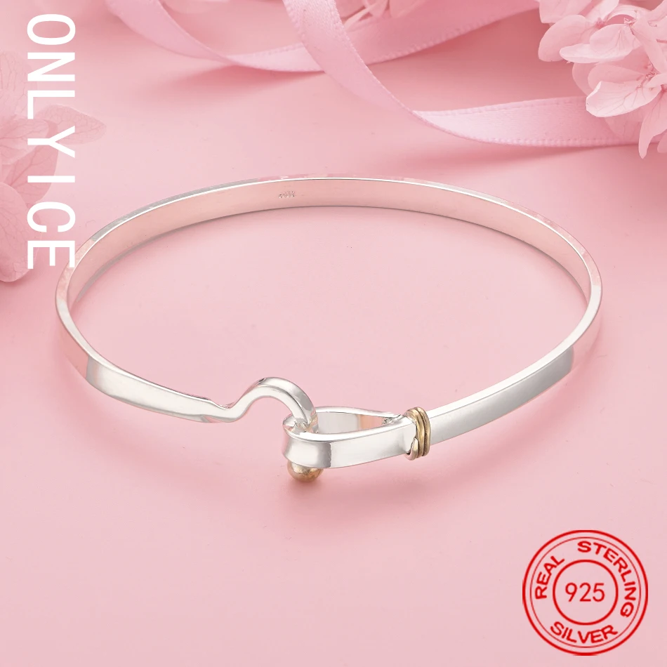 

925 Sterling Silver Geometric Bangle For Women Charm Trend Birthday Gifts Fashion Party Fine Jewelry