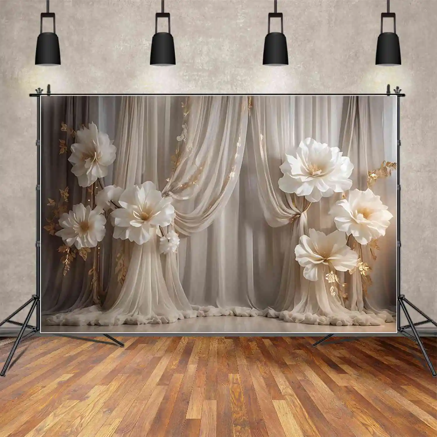 MOON.QG Bohemian Drapes Wedding Background Women Flower Wall Draping Cloth Backdrops Custom Party Decoration Photozone Props