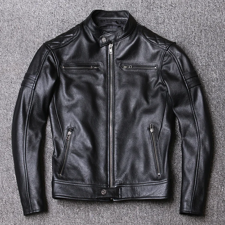 shipping,2023 New motor Free leather jacket.fashion genuine leather coat.black cowhide clothes.biker leather clothing.cool