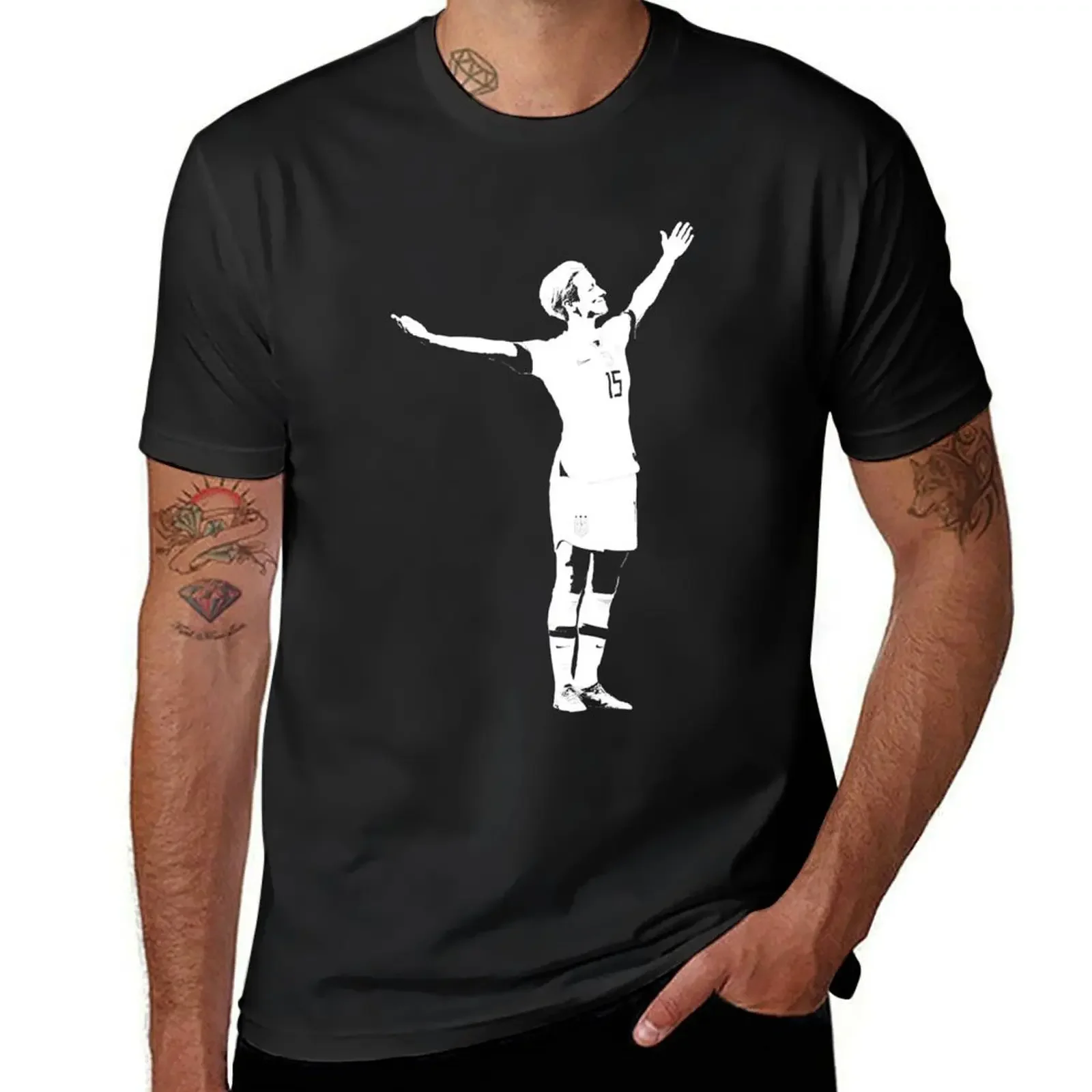 Megan Rapinoe The Victory Pose - White Stencil T-Shirt quick drying essential t shirt mens graphic t-shirts hip hop