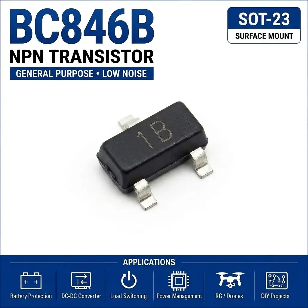 (100 pcs) BC846A (Marking 1A) SOT-23 / BC846B (Marking 1B) - NPN Transistor 80V 100mA
