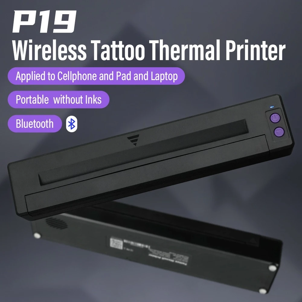 Tattoo Portable Thermal Printer Wireless Bluetooth Connection Stencil Transfer Printer Machine Line Draft Clear Printing