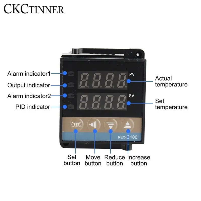 PID Digital Intelligent Industrial Temperature Controller Dual Alarm 220V RELAY REX-C100-C400-C700-C900 VAB/MAB SSR Relay Output