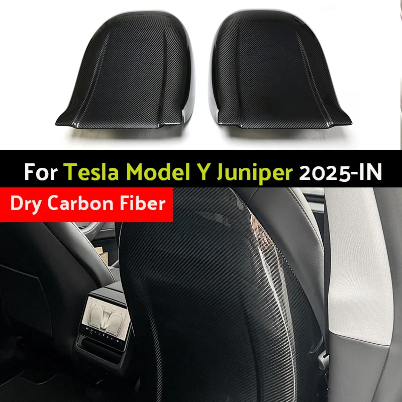 

Real Dry Carbon Fiber Seat Back Covers Car interior Seat Backrest Decoration Panel Cover For Tesla Model Y Juniper 2025-IN