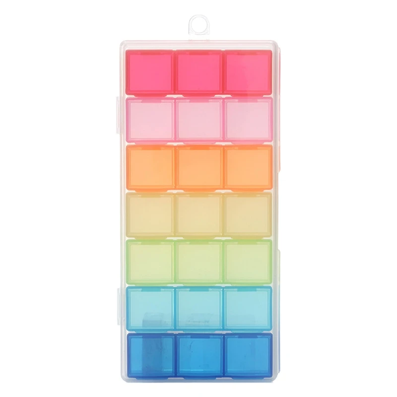 21 Compartment Transparent Color Empty Plastic Box Pill Tablet Medicine Organizer Weekly 7 Days 3-Row Tray Storage Case