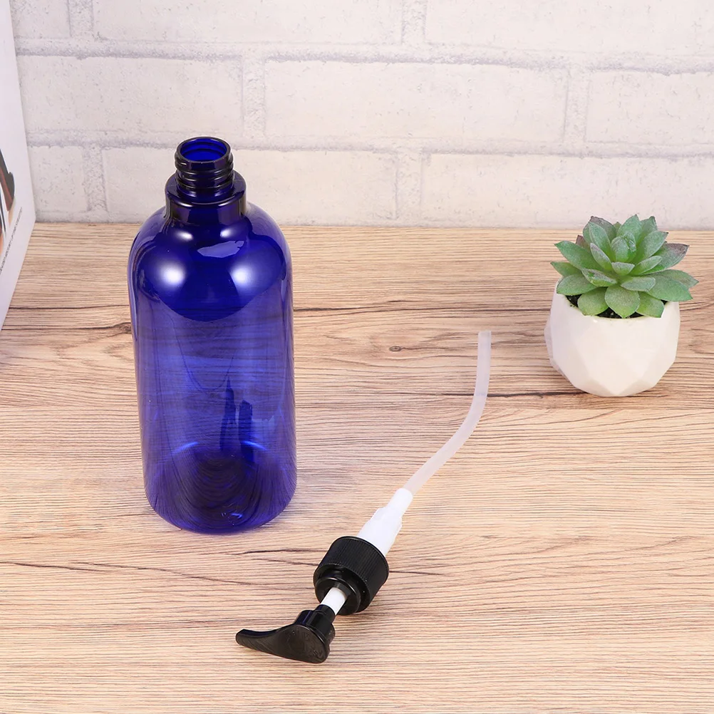 

4pcs Refillable Press Pump Travel Bottles Durable Plastic Containers For Skincare Lotion Shampoo 500Ml Blue Reusable