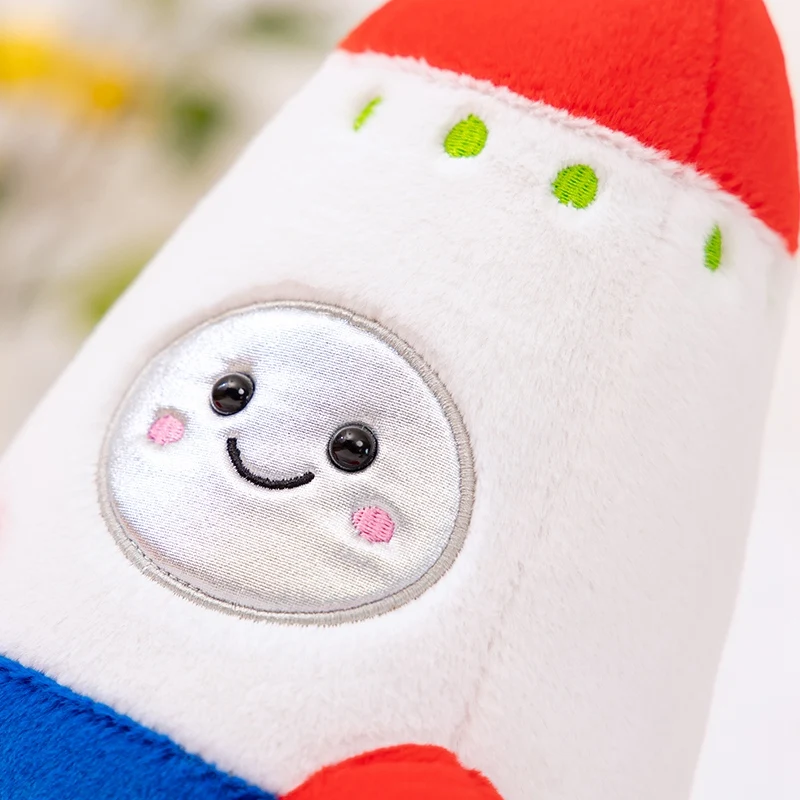 Venda quente 18/27cm brinquedo de pelúcia foguete recheado nave espacial lance travesseiro decoração macia presente aniversário descoberta espaço educacional para crianças