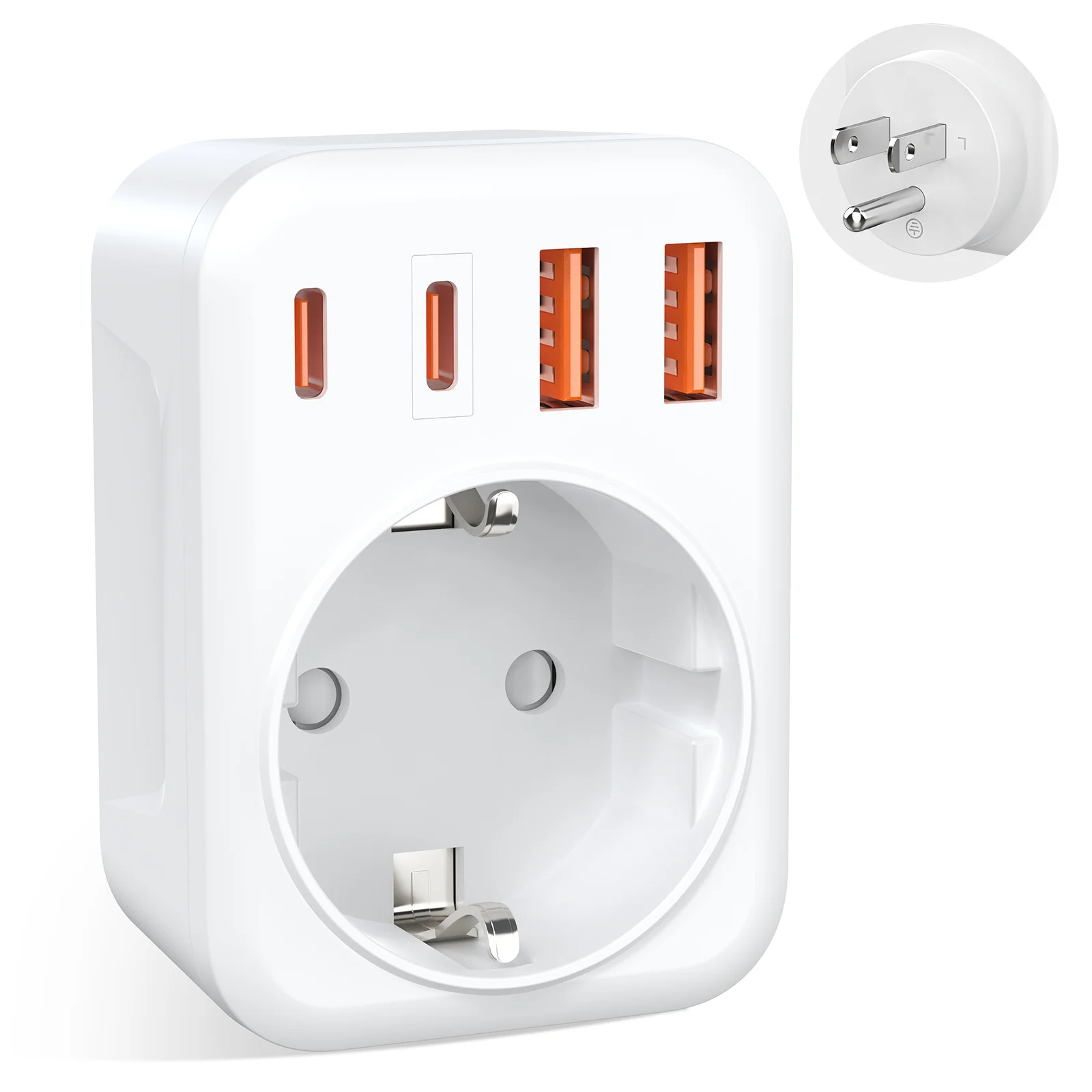 Adaptateur secteur de voyage 2 prises murales USB Type-C, convertisseur adapté aux voyages, UE vers États-Unis, Australie, Suisse, Italie