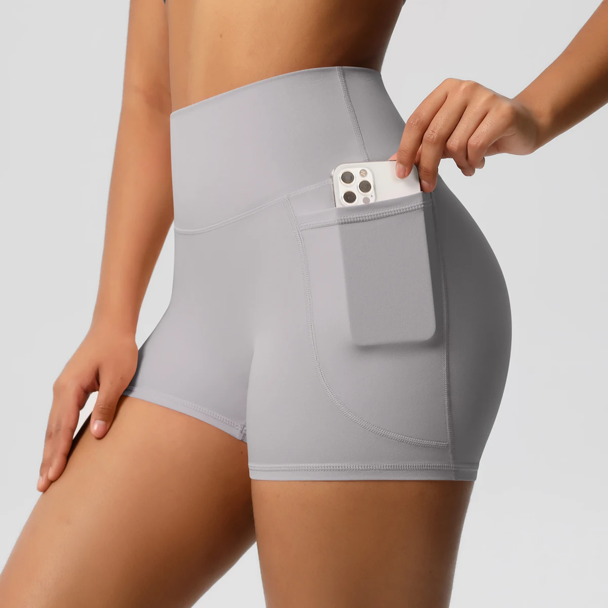 Damen-Sportshorts mit Taschen, Yoga-Leggings-Shorts, Squat-Proof, Hohe Taille, Fitness-Tights, Schnelltrocknend, für Radfahren, Workout und Gym – Detail 34