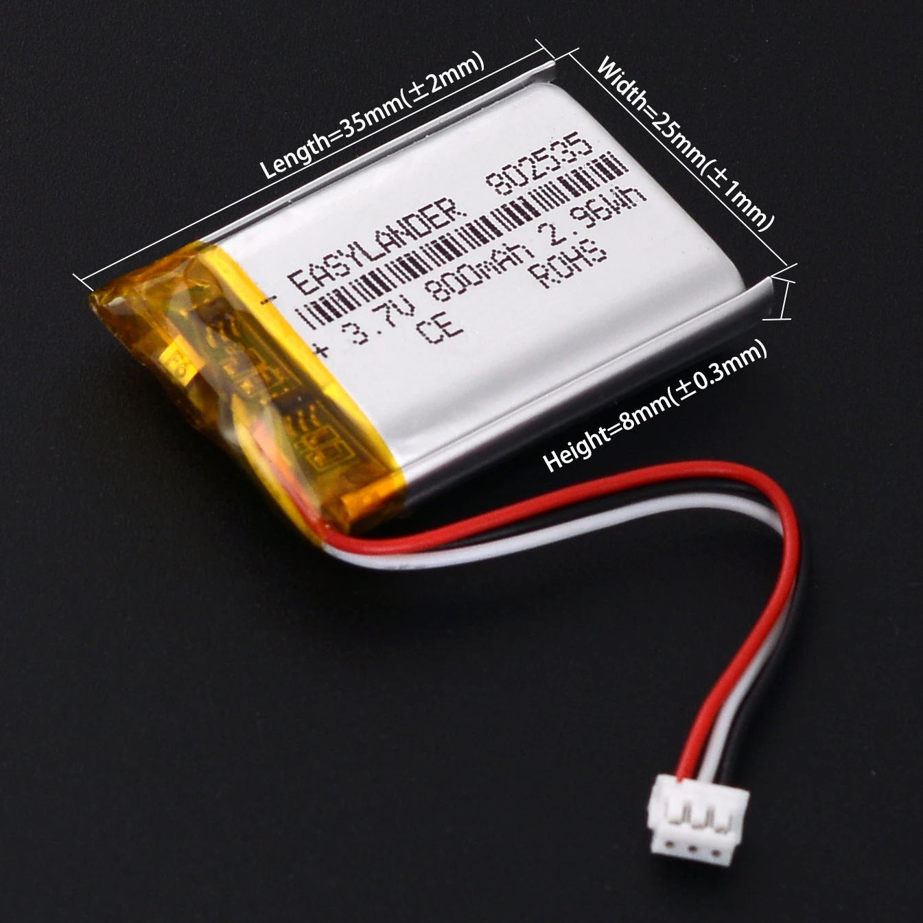JST1.5mm 3Pin 302535 402535 502535 602535 702535 802535 902535 102535 Rechargeable Li-ion Polymer Lithium Battery Lipo Batteries