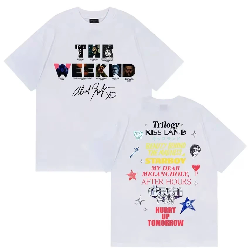The Weeknd 2026 Hurry Up Tomorrow Tour Pattern Mens Hip Hop Fan Oversized Pure Cotton Unisex Streetwear Women And Men T-Shirt