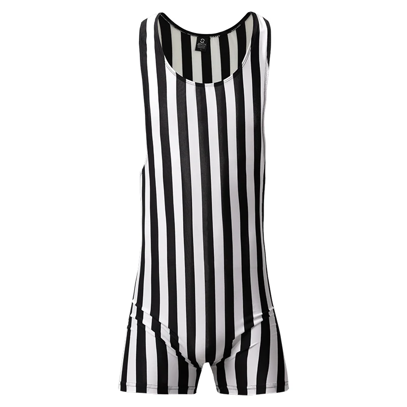 Mens Undershirts Leotard Strpied Sleeveless Wrestling Singlet Causal Bodysuits Seamless Slip Homme Jumpsuits Gay Underwear Vest