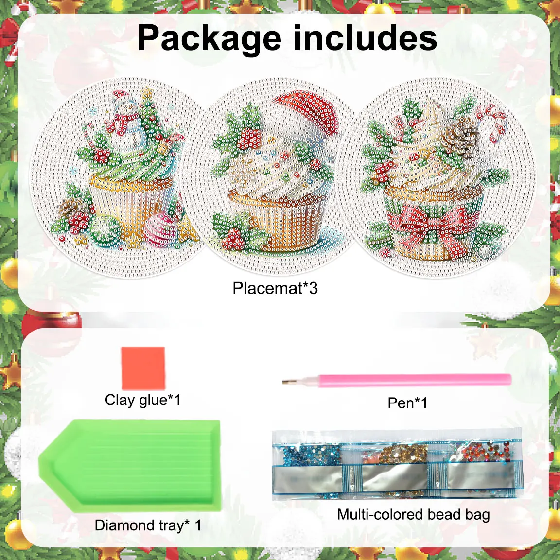 3-Piece Cupcake Diamond Placemat Kit 3