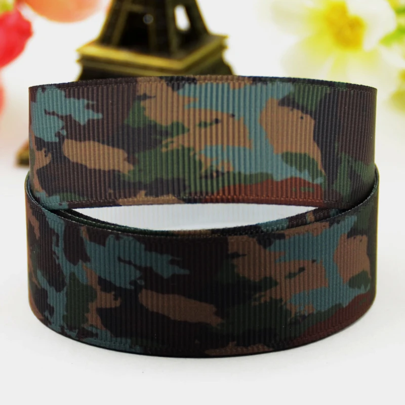 22mm 25mm 38mm 75mm Camouflage pattern Cartoon printed Grosgrain Ribbon party decoration 10 Yards satin ribbons