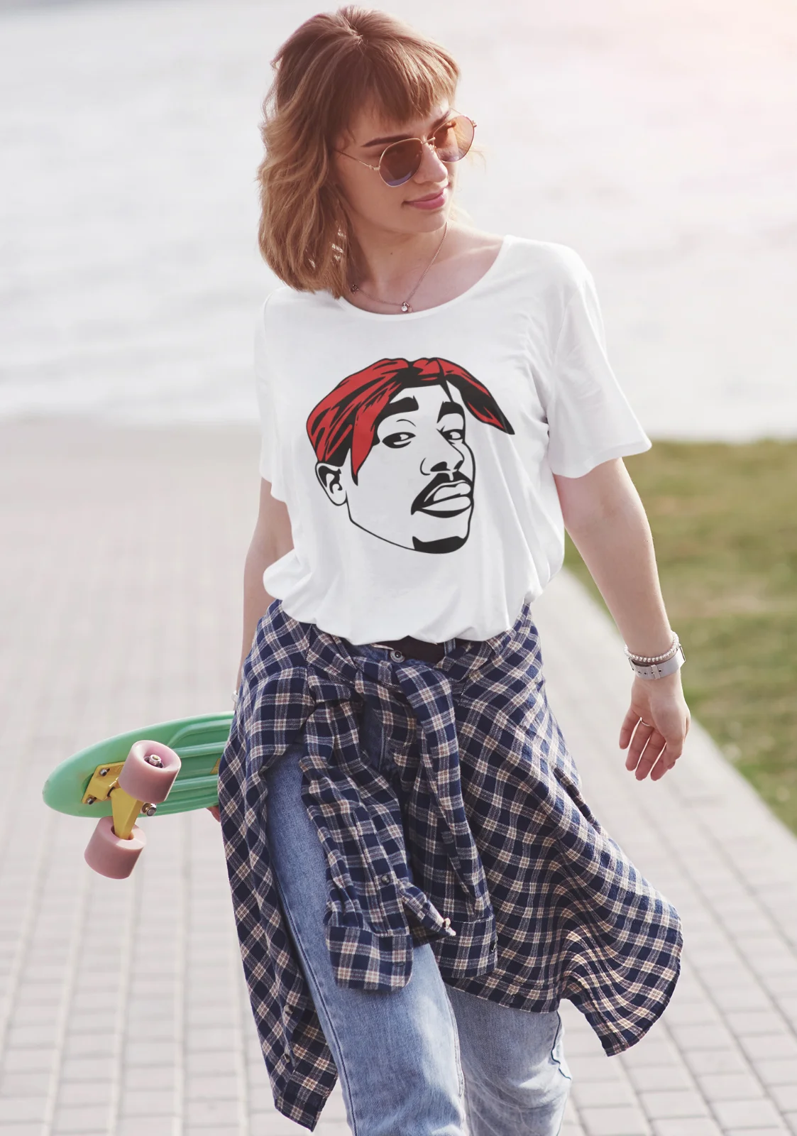 Women's Oversize 2pac Hip Hop Black Tupac Shakur Shirt RIP Music Two Pac T-Shirt-