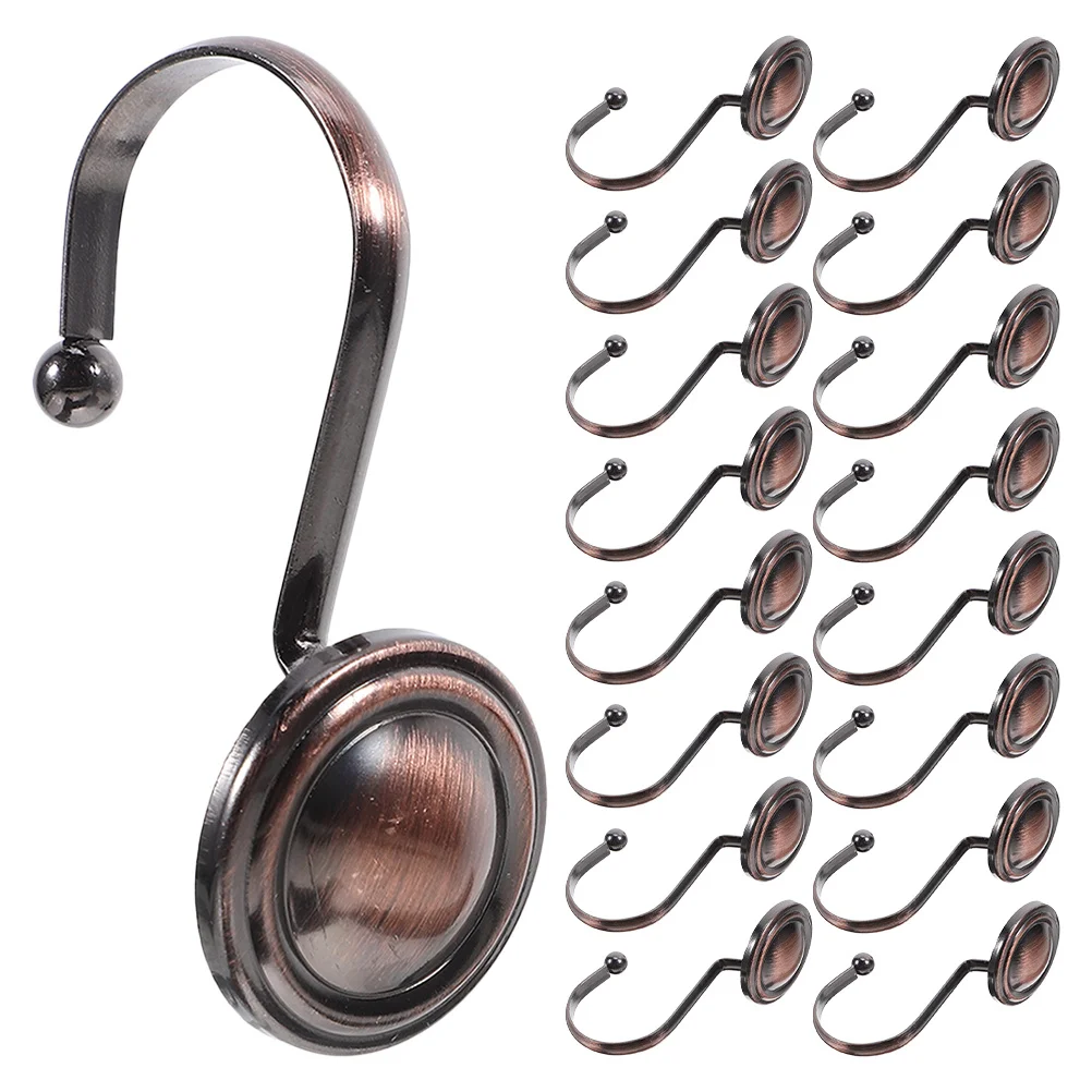 

24Pcs Vintage Rustic Iron Shower Curtain Hooks Flat Rod Rings Bathroom Curtain Rings Farmhouse Bathroom Accessories