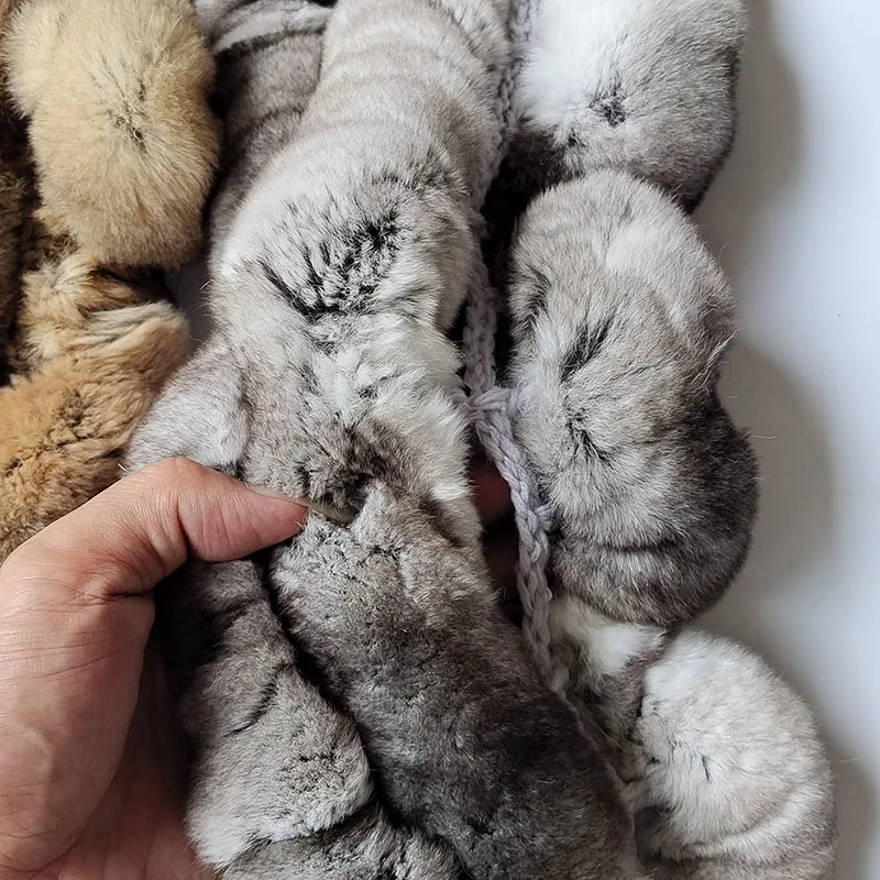 النساء الشتاء سميكة ريال ريكس الأرنب الفراء وشاح فاخر دافئ جودة عالية السيدات حقيقية الفراء والأوشحة رقيق لينة الرقبة أدفأ #6