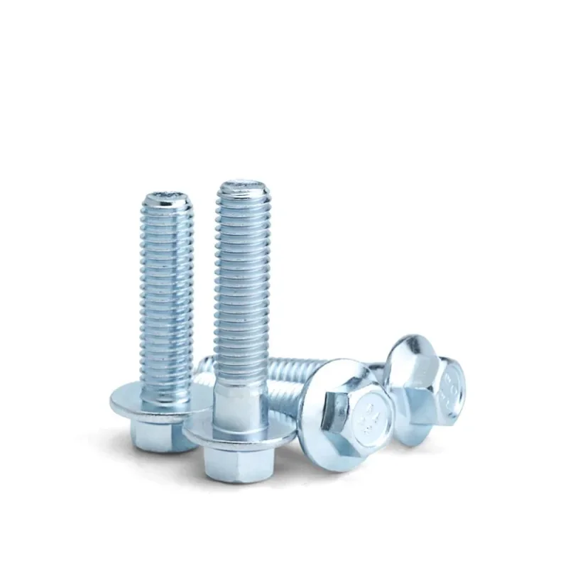 

M4 M5 M6 M8 External Hexagon Flange Bolts 8.8 Grade White Zinc Plated Hexagonal Flange Screws with Belt Pad 8 10 20 30 70 110mm