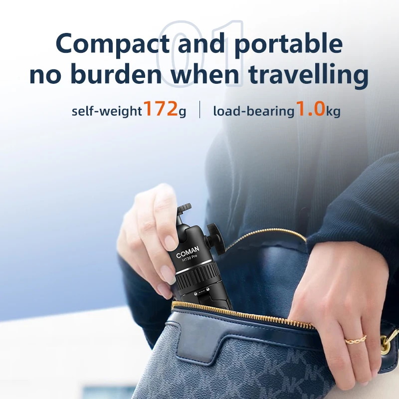 COMAN MT30 Pro 61cm Extendable Phone Tripod Stand Universal Clamp Compatible with For iPhone Samsung Huawei Xiaomi DSLR Camera