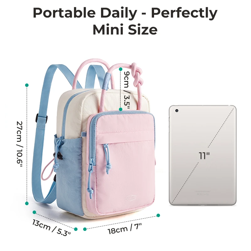 BAGSMART Mini Backpack for Women 11 Inch Tablet Small Daypack Lightweight Water Resistant Colorblock Rucksack