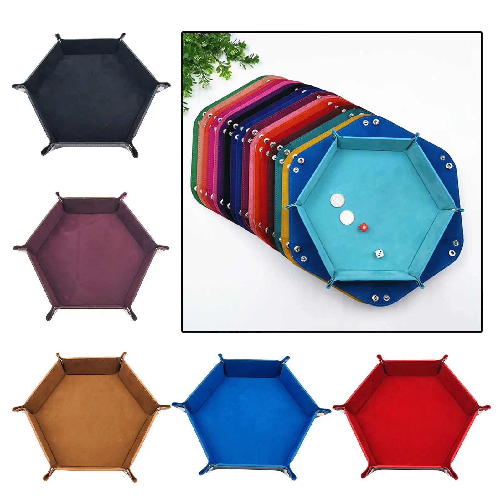 

Tray Folding Tray Set Hex Tray PU Leather Tray for RPG, DND And Board Games Games