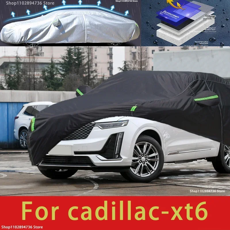 

For cadillac xt6 fit Outdoor Protection Full Car Covers Snow Cover Sunshade Waterproof Dustproof Exterior black car cover