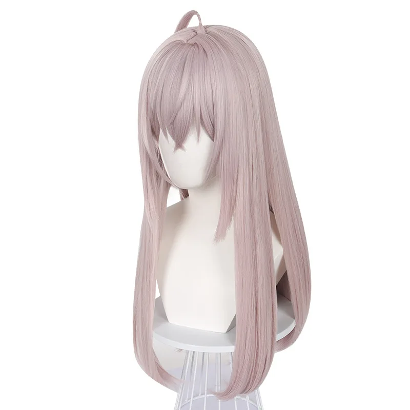 De pruik die mijn klasgenoot Clara droeg voor haar cosplaying was een lichtroze lang haar met een realistische hoofdhuidtop.