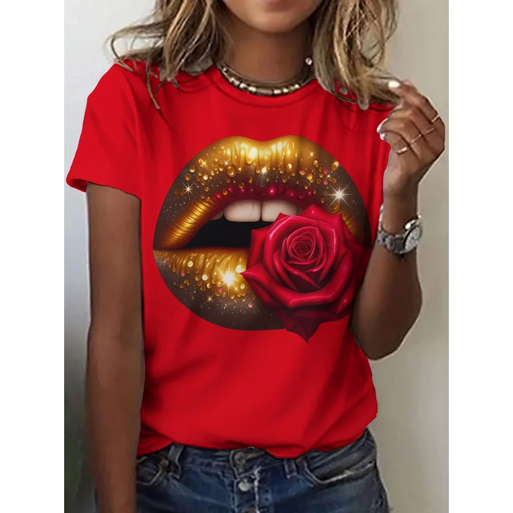 New Fashion Style Valentine's Day Geometric Heart Roses and Dots Print 3d Digital Printing Full Sublimation Suitable