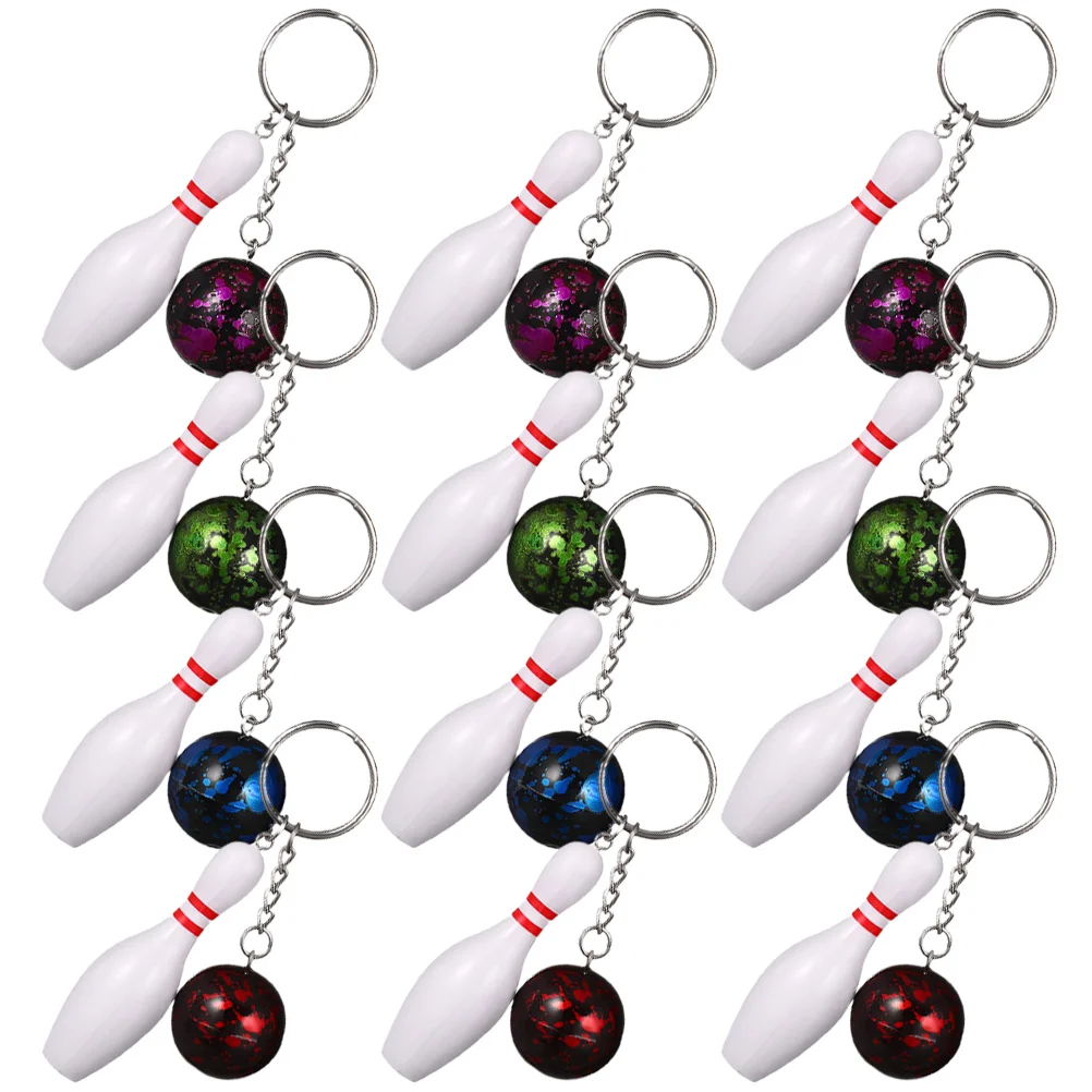 

12 Pcs Key Ring Backpack Pendants Bowling Keychain The Gift Sports Themed Rings Simulated Keychains