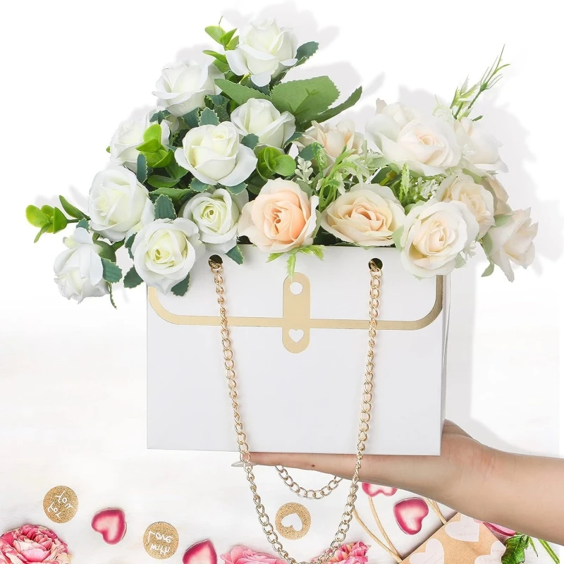 Portable Flower Box Wedding Creative Bouquet Small Scented Bag Rose Party Foldable Paper Tote Gift Bag Gift Flower Packaging