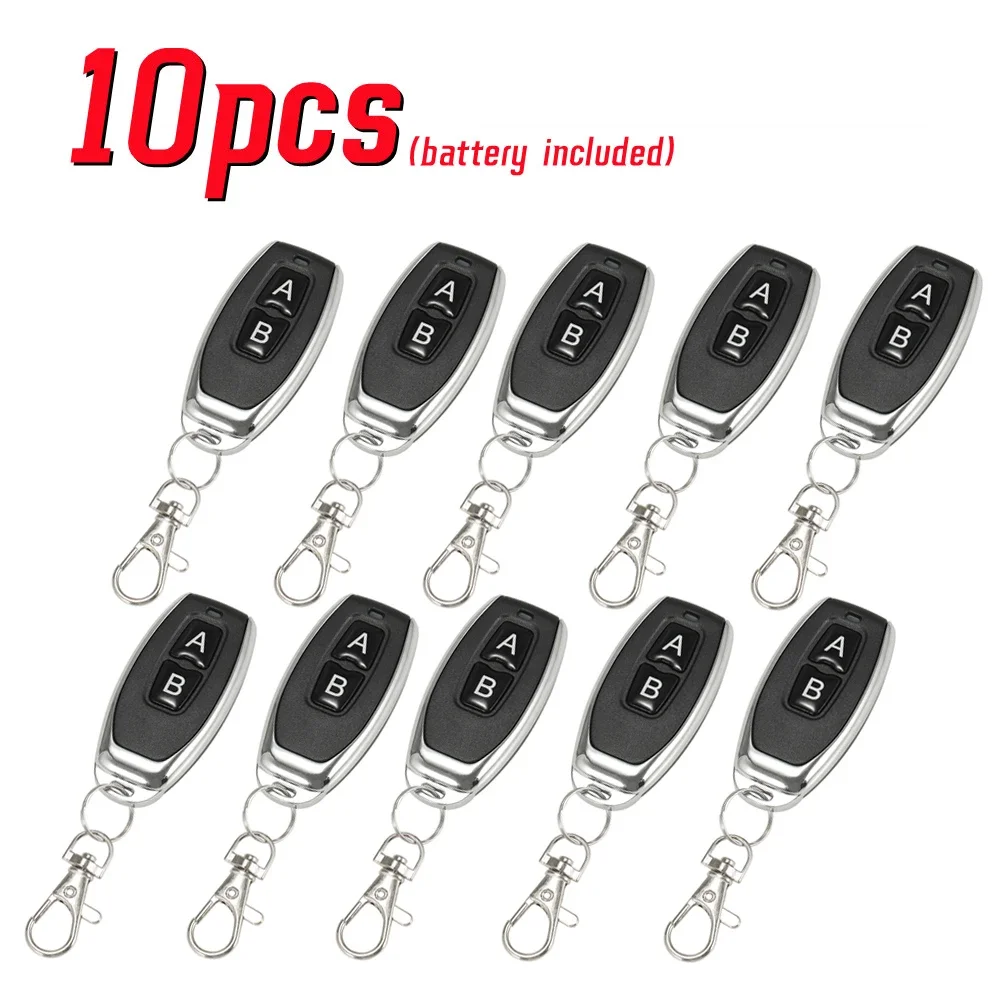 10pcs 2 Channel 433MHZ Remote Control Auto Code Electric Learning Code Gate Garage Door Opener with Keychain