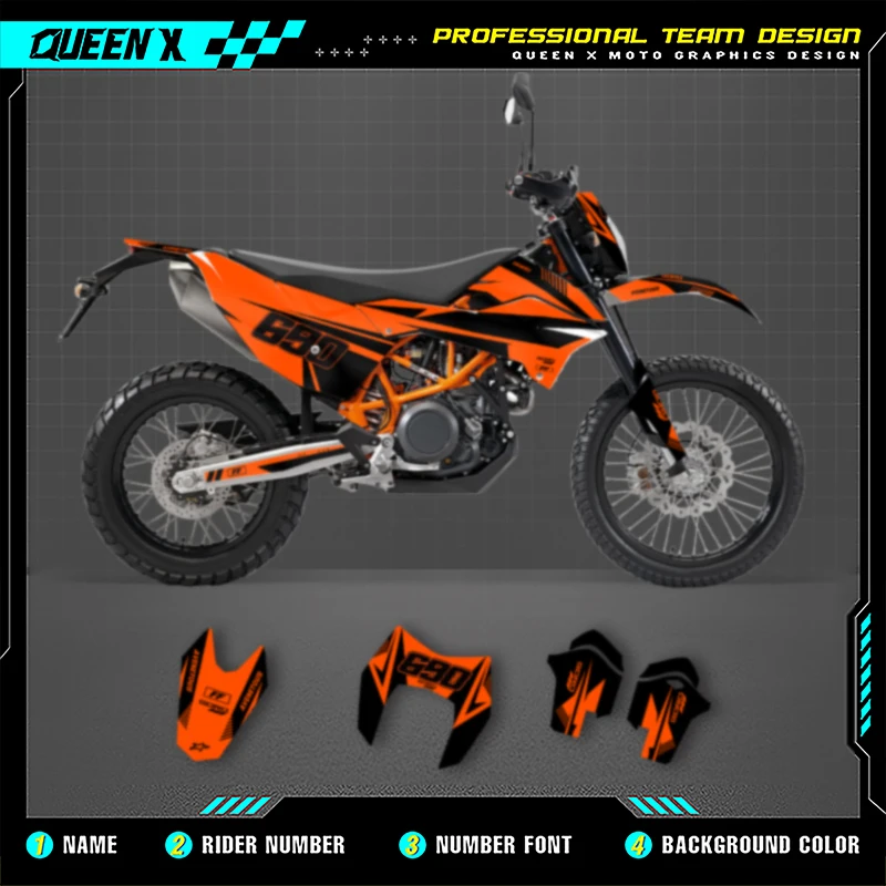 

Queen X MOTOR Full Set Motorcycle Fairing Graphics Decals Stickers Kit For KTM 690 ENDURO R 2013 2014 2015 2016 2017 2018