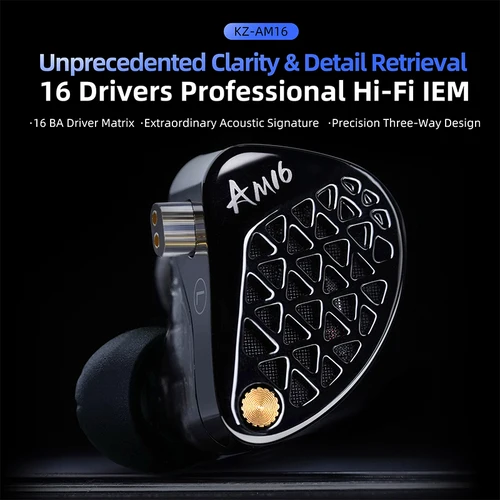 KZ AM16 auriculares intrauditivos con cable 16ba armadura equilibrada monitor de alta fidelidad auriculares con cancelación de ruido de graves auriculares deportivos
