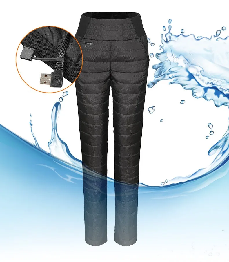 12 Areas USB Electrothermal 90% White Duck Down Pants Intelligent Heating Down Trousers Winter Women Outdoor Hiking pants